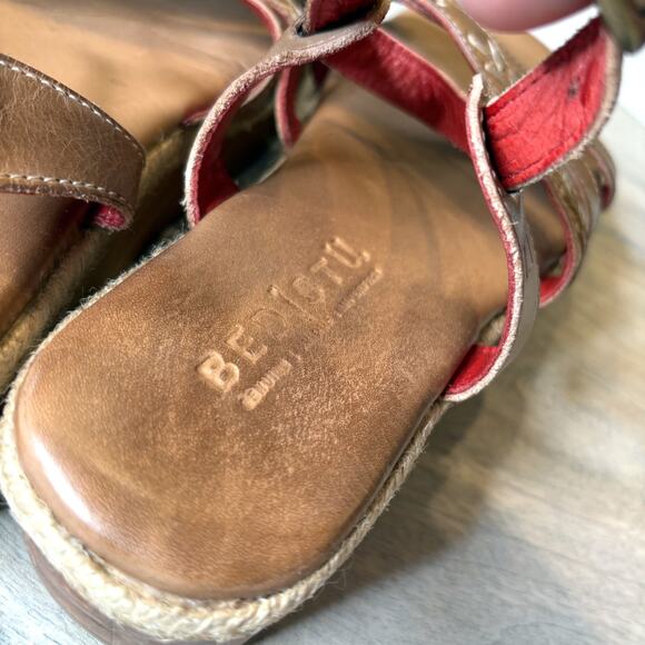 Bed Stu Necessary Wedge Sandals Tan Rustic Nectar Lux Leather Women’s Size 6 - Picture 10 of 12